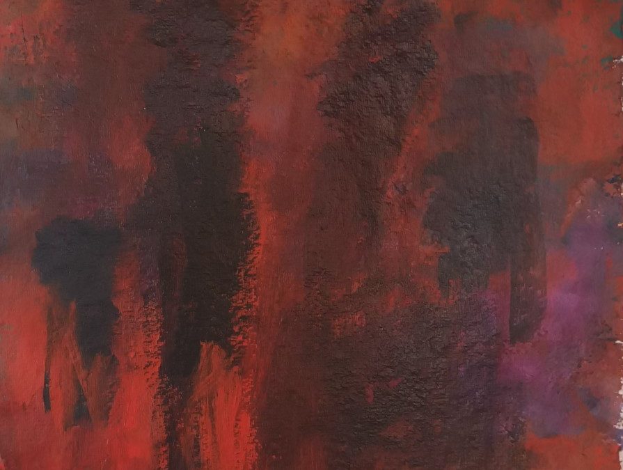 50×20 Acryl auf handgeschöpftem Papier rot
