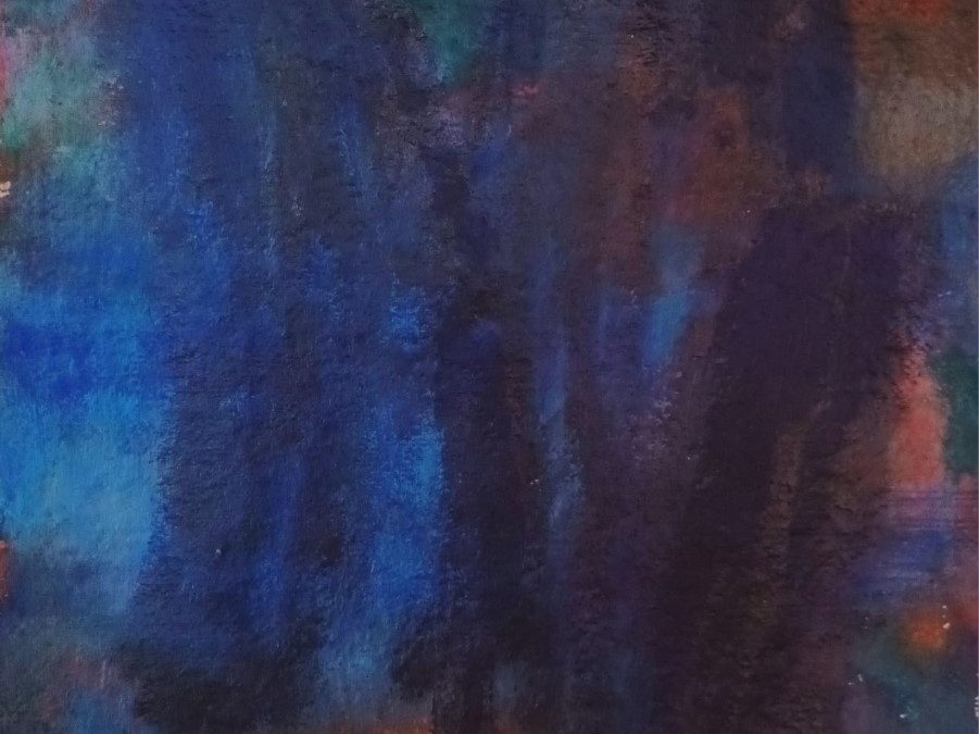 50×20 Acryl auf handgschöpftem Papier blau